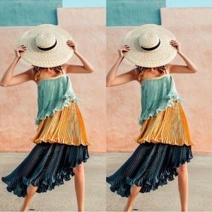 Anthropologie Guapa Pleated Layer Ruffle Dress
